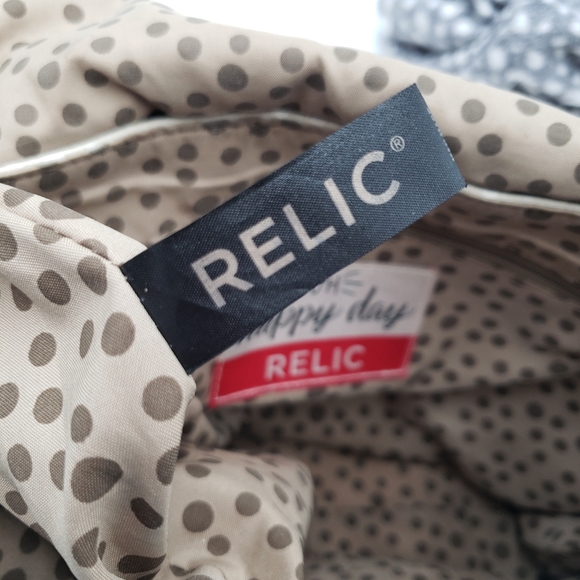 Relic Polka Dot Beige Brown Flap Front Shoulder Bag Vegan  Medium Adjustable - Picture 15 of 16